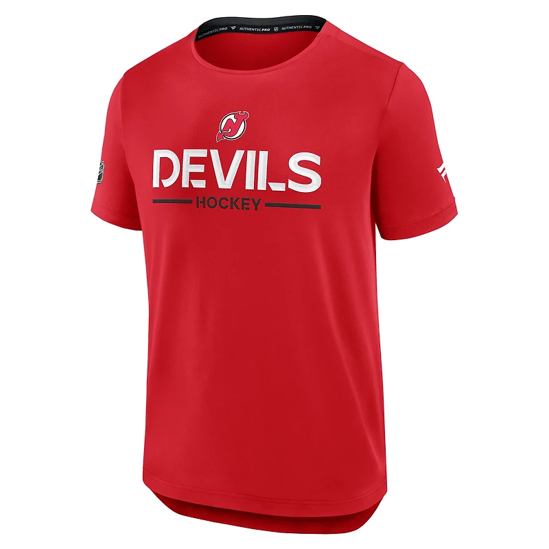 T-shirt technique authentique Pro Rink des New Jersey Devils pour homme, rouge, Fanatics