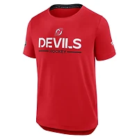 T-shirt technique authentique Pro Rink des New Jersey Devils pour homme, rouge, Fanatics