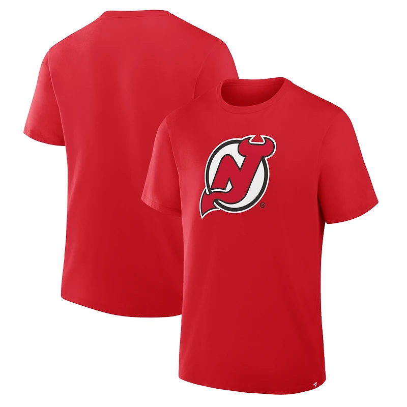 T-shirt rouge fanatiques pour hommes, motif essentiel des New Jersey Devils