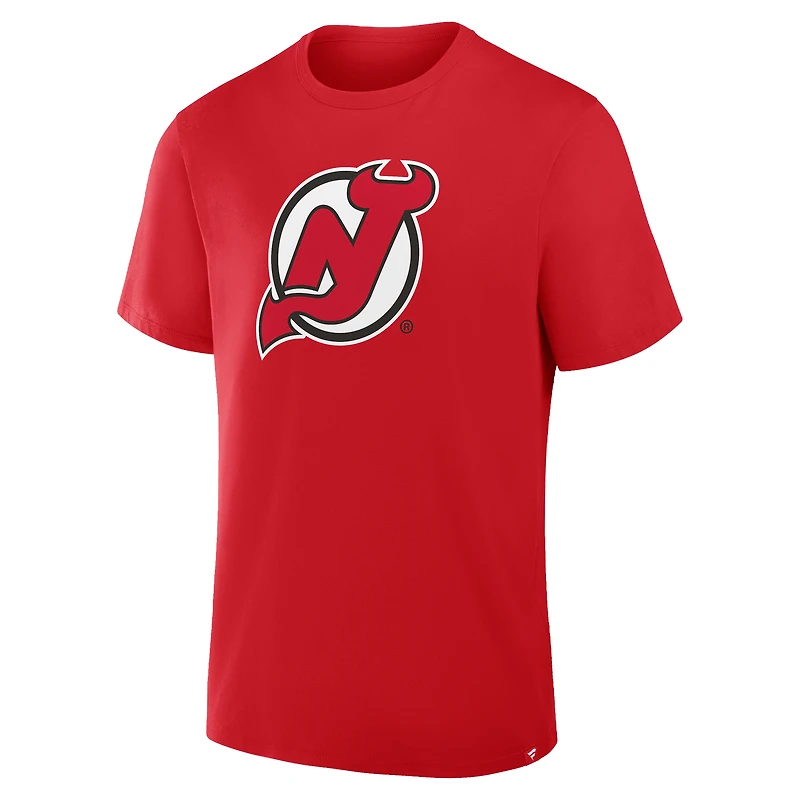 T-shirt rouge fanatiques pour hommes, motif essentiel des New Jersey Devils