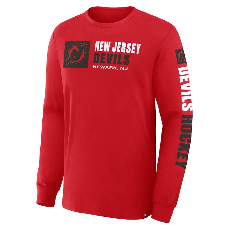 Men's Fanatics Red New Jersey Devils Goal Crease Legacy Long Sleeve T-Shirt