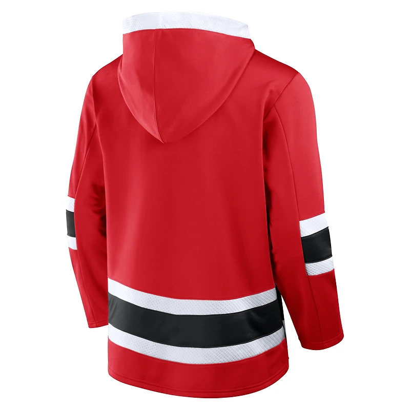 Men's Fanatics Red New Jersey Devils Inside Line Fleece Pullover Hoodie