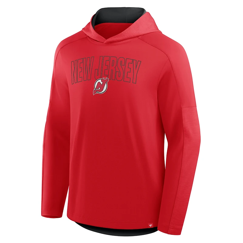 Men's Fanatics Red New Jersey Devils Penalty Shot Long Sleeve Hoodie T-Shirt