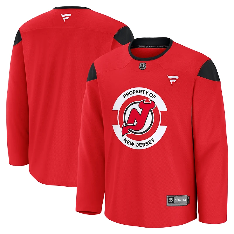 Maillot d'entraînement rouge des New Jersey Devils pour hommes (Fanatics)
