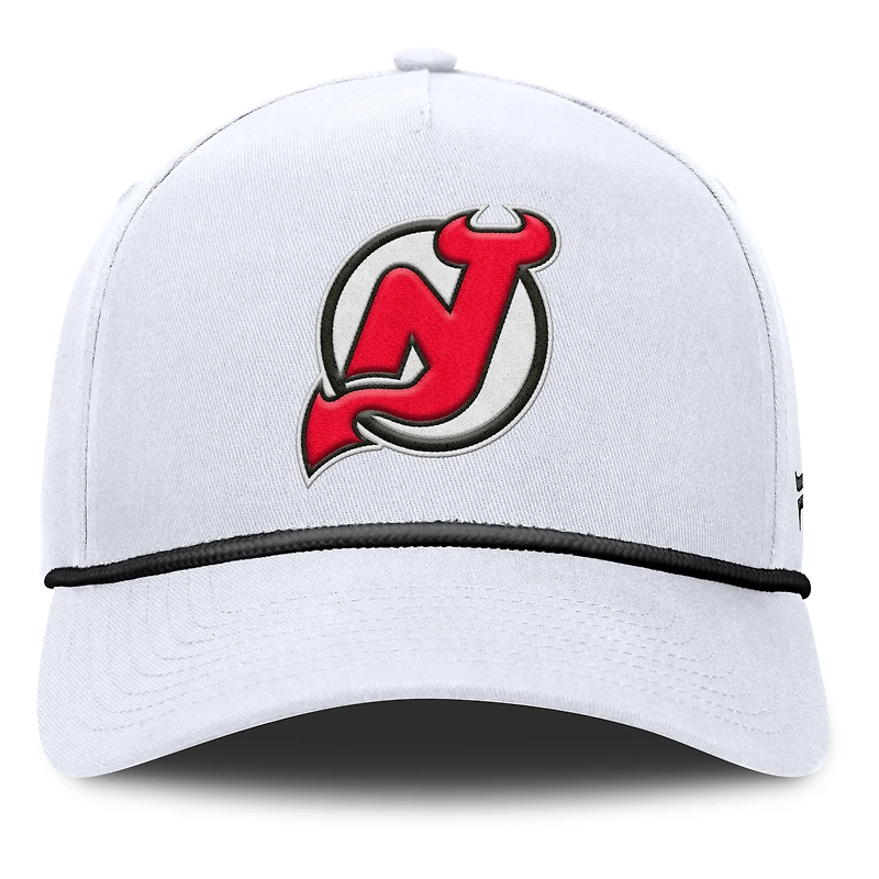 Casquette ajustable en forme de A pour homme, motif corde, blanc, des Devils du New Jersey