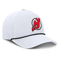 Casquette ajustable en forme de A pour homme, motif corde, blanc, des Devils du New Jersey