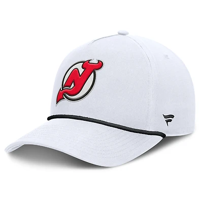 Casquette ajustable en forme de A pour homme, motif corde, blanc, des Devils du New Jersey