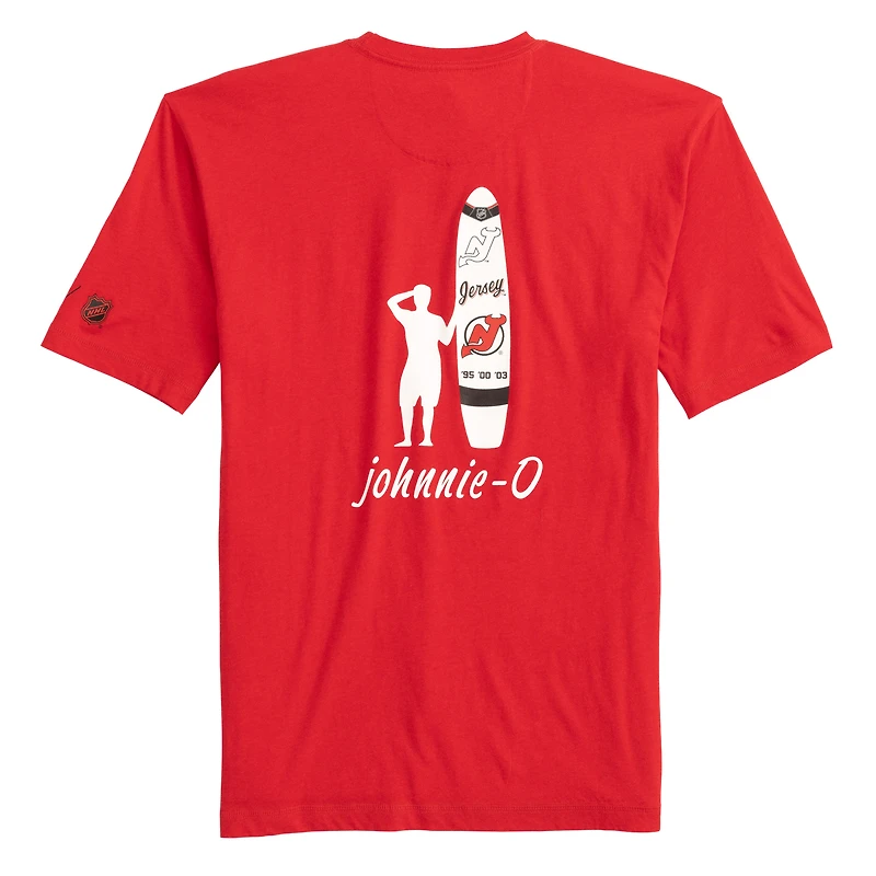 T-shirt rouge chiné Spencer des Devils du New Jersey pour homme de Johnnie-O