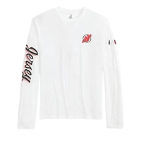 T-shirt à manches longues Adam des Devils du New Jersey pour hommes de Johnnie-O White