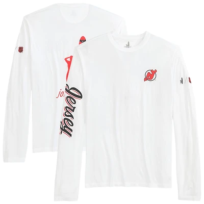 T-shirt à manches longues Adam des Devils du New Jersey pour hommes de Johnnie-O White