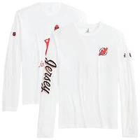 T-shirt à manches longues Adam des Devils du New Jersey pour hommes de Johnnie-O White