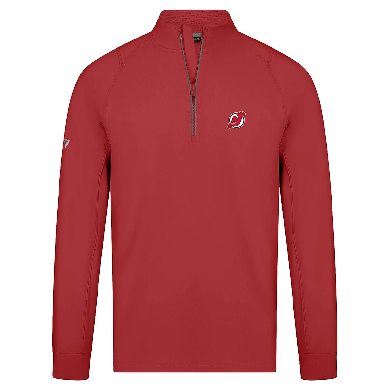 Men's Levelwear Red New Jersey Devils Theory Insignia Core Raglan Quarter-Zip Pullover Top