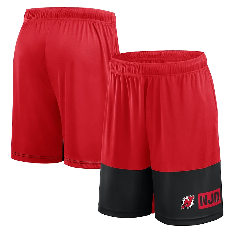 Short rouge athlétique à logo pour homme des Devils du New Jersey, le meilleur meilleurs