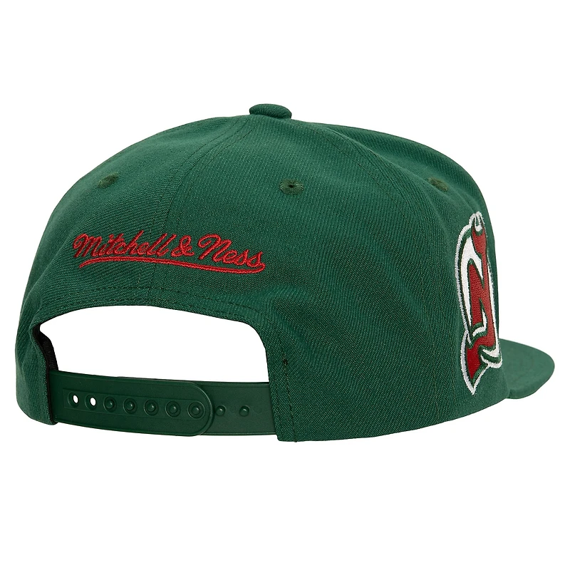 Casquette Snapback à blocs de couleurs rétro Script vert New Jersey Devils Mitchell & Ness pour hommes