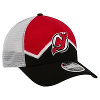Men's New Era  Black/Red New Jersey Devils Hockey Sock 9FORTY A-Frame M-Crown Adjustable Trucker Hat