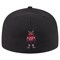 Casquette ajustée New Era 59FIFTY pour homme, noire, avec mascotte des Jersey Devils.