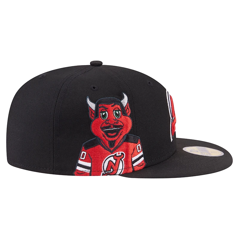 Men's New Era Black Jersey Devils Active Mascot 59FIFTY Fitted Hat