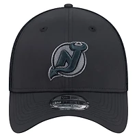 Men's New Era  Black Jersey Devils Blackout 39THIRTY Flex Fit Hat