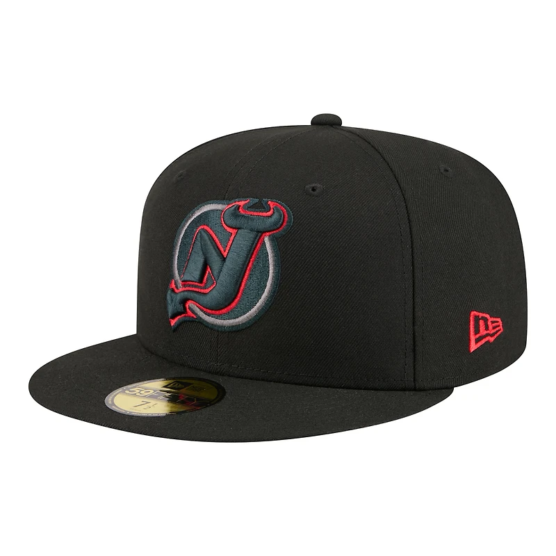Men's New Era Black Jersey Devils Color Pop 59FIFTY Fitted Hat