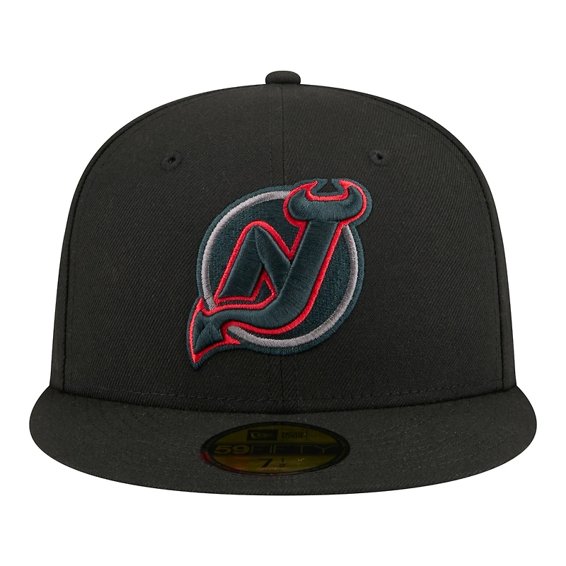 Men's New Era Black Jersey Devils Color Pop 59FIFTY Fitted Hat