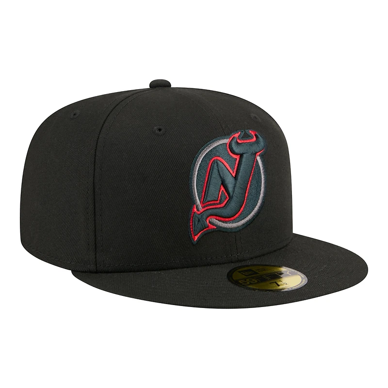 Men's New Era Black Jersey Devils Color Pop 59FIFTY Fitted Hat