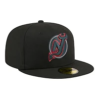 Men's New Era Black Jersey Devils Color Pop 59FIFTY Fitted Hat