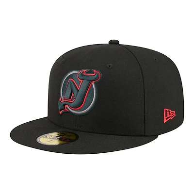 Men's New Era Black Jersey Devils Color Pop 59FIFTY Fitted Hat