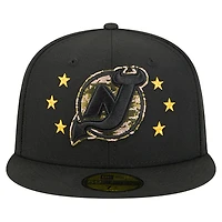 Casquette ajustée 59FIFTY pour homme New Era, motif camouflage numérique, étoiles, Jersey Devils, noir