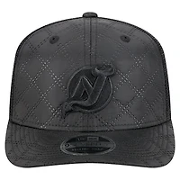 Men's New Era  Black New Jersey Devils Quilted Nylon 9SEVENTY Adjustable Trucker Hat