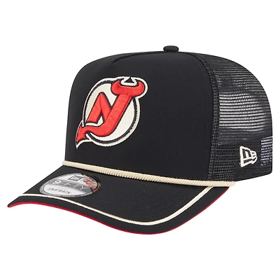Casquette snapback New Era 9FIFTY noire pour homme, motif vintage Team Rope, motif New Jersey Devils
