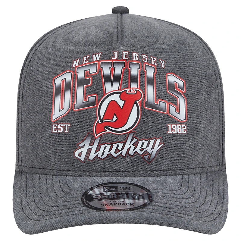 Casquette pré-courbée 9FIFTY Snapback New Era anthracite New Jersey Devils pour homme