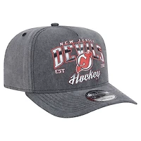 Men's New Era  Charcoal New Jersey Devils Throwback Washed A-Frame Pre-Curved 9FIFTY Snapback Hat