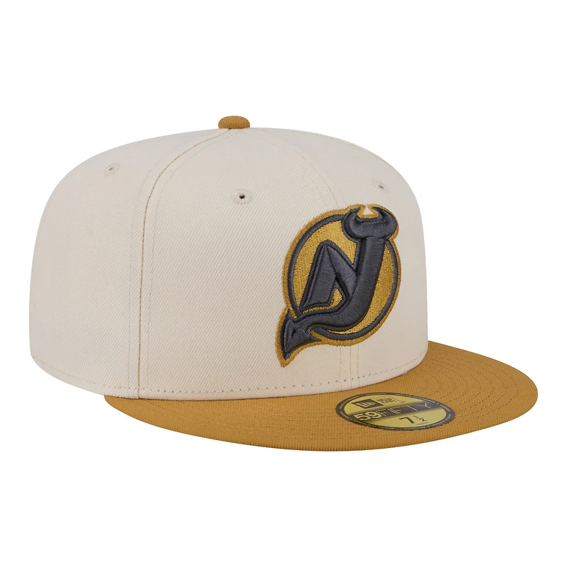 Men's New Era Cream/Tan Jersey Devils Colorpack Two-Tone 59FIFTY Fitted Hat
