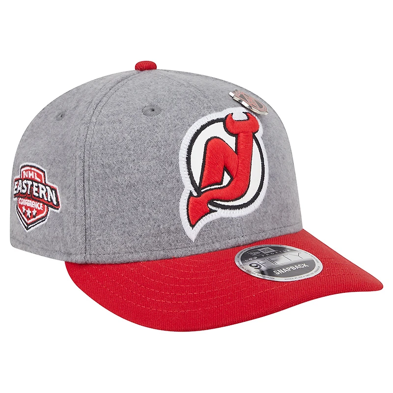 Men's New Era Gray/Red New Jersey Devils Wool Pin Low Profile 9FIFTY Snapback Hat