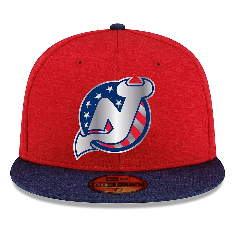 Men's New Era Heather Red/Navy Jersey Devils Americana 2-Tone 59FIFTY Fitted Hat