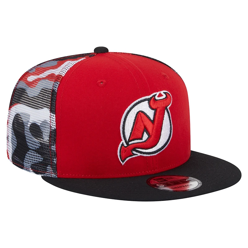Men's New Era Red/Black New Jersey Devils Camo Meshback 9FIFTY Snapback Hat