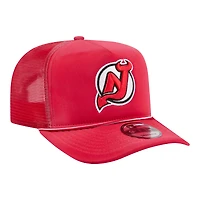 Men's New Era  Red New Jersey Devils Faded A-Frame 9FIFTY Trucker Snapback Hat
