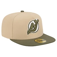Men's New Era  Tan/Olive Jersey Devils Color Pack Two-Tone 59FIFTY A-Frame Fitted Hat
