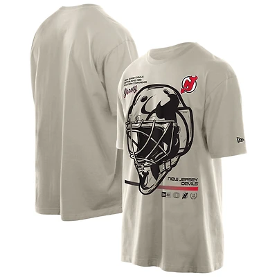 T-shirt pour homme New Era Tan avec masque de gardien but des Devils du Jersey