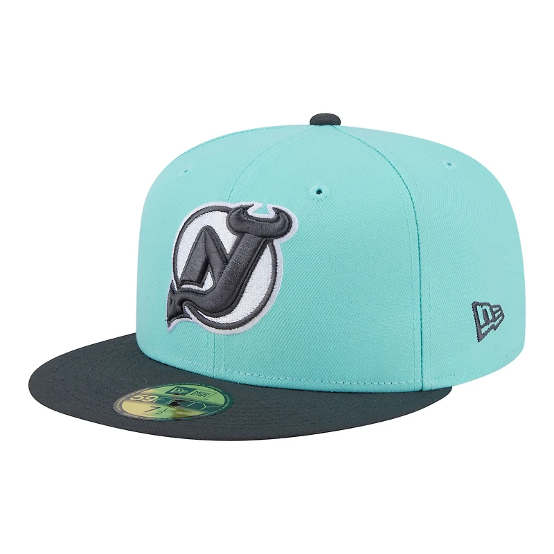 Men's New Era Turquoise/Charcoal Jersey Devils Two-Tone Color Pack 59FIFTY Fitted Hat