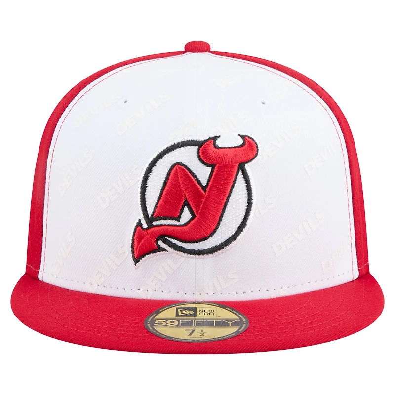 Men's New Era White/Red Jersey Devils Repeat Two-Tone 59FIFTY Fitted Hat