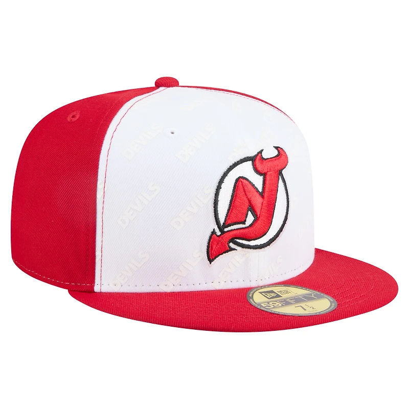 Men's New Era White/Red Jersey Devils Repeat Two-Tone 59FIFTY Fitted Hat