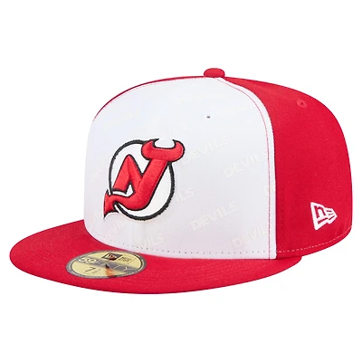 Casquette ajustée New Era 59FIFTY bicolore Jersey Devils Repeat blanche/rouge pour homme