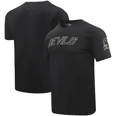 T-shirt Pro Standard noir avec le mot-symbole des Devils du New Jersey pour hommes