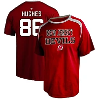 T-shirt rouge pour homme avec nom et numéro Jack Hughes des Devils du New Jersey, grand