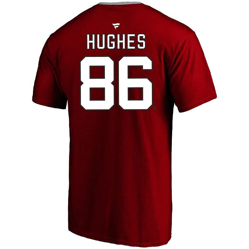 T-shirt rouge pour homme avec nom et numéro Jack Hughes des Devils du New Jersey, grand
