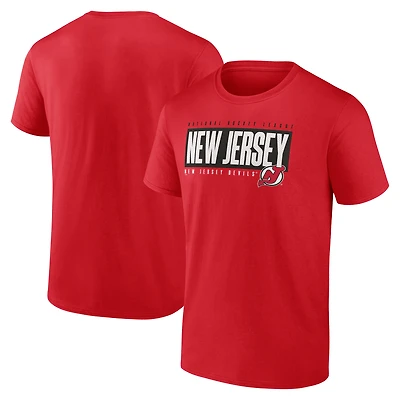 Men's  Red New Jersey Devils Blocked Out T-Shirt