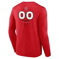 T-shirt à manches longues personnalisé pour homme, motif milieu de terrain rouge des Devils du New Jersey