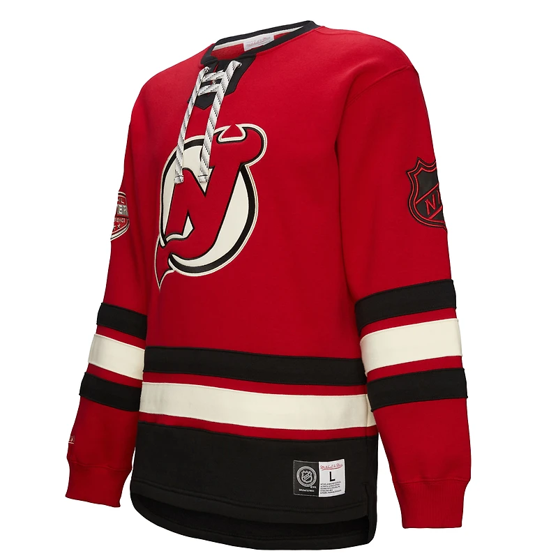 Men's Red New Jersey Devils Heritage Lace-Up Pullover Sweatshirt