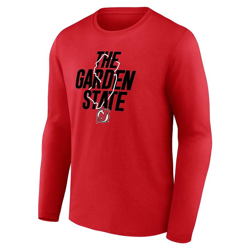 Men's  Red New Jersey Devils Native Long Sleeve T-Shirt